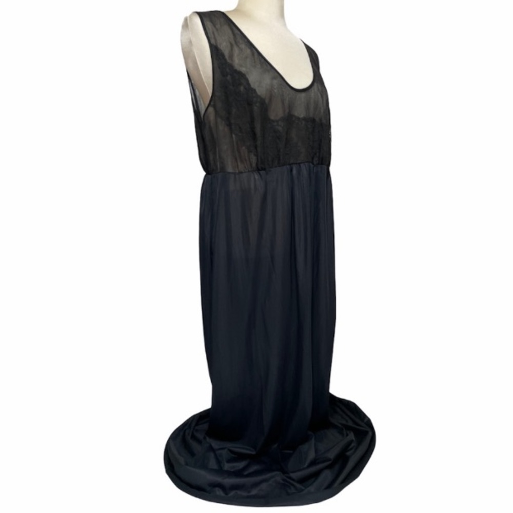 Vintage Lace Slip Dress Sexy Pin Up Lingerie Whimsy Goth Black Silk Satin - Picture 16 of 16
